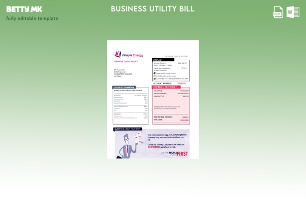 Модерен стил Австралија People Energy деловна сметка за електрична енергија шабл